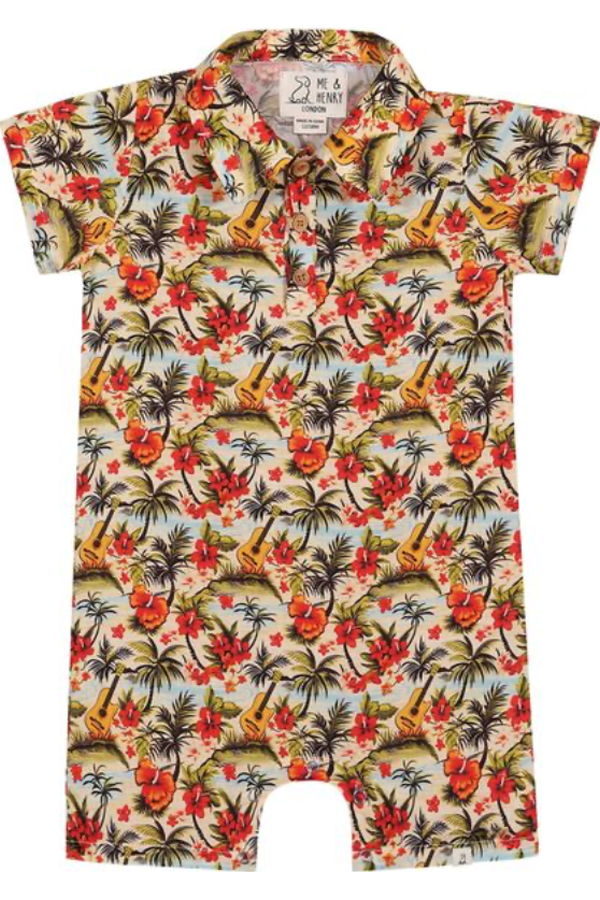 KIDS Me & Henry Molokai Hawaiian Music Printed Woven Romper