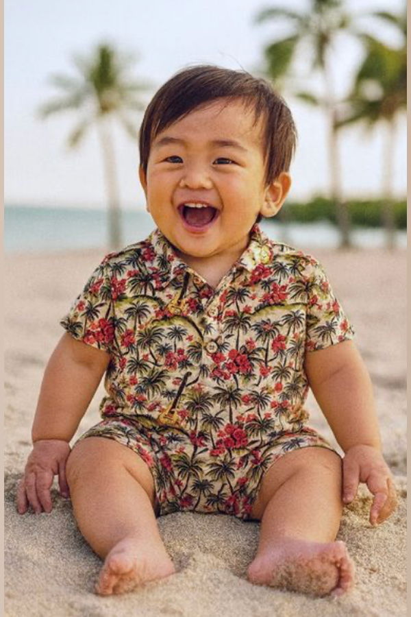 KIDS Me & Henry Molokai Hawaiian Music Printed Woven Romper