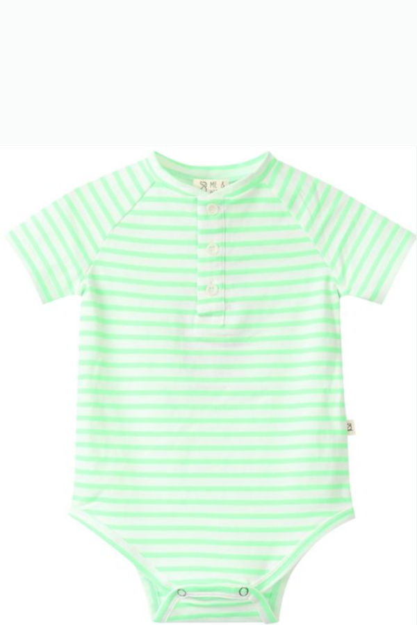 KIDS Me & Henry Raglan Jersey Onesie - Neon Green