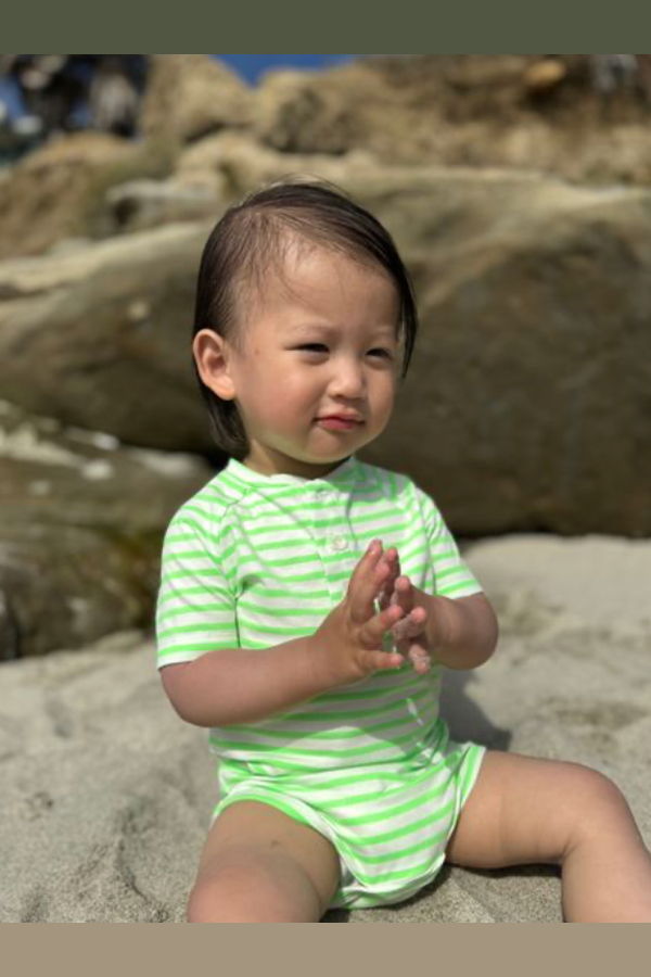 KIDS Me & Henry Raglan Jersey Onesie - Neon Green