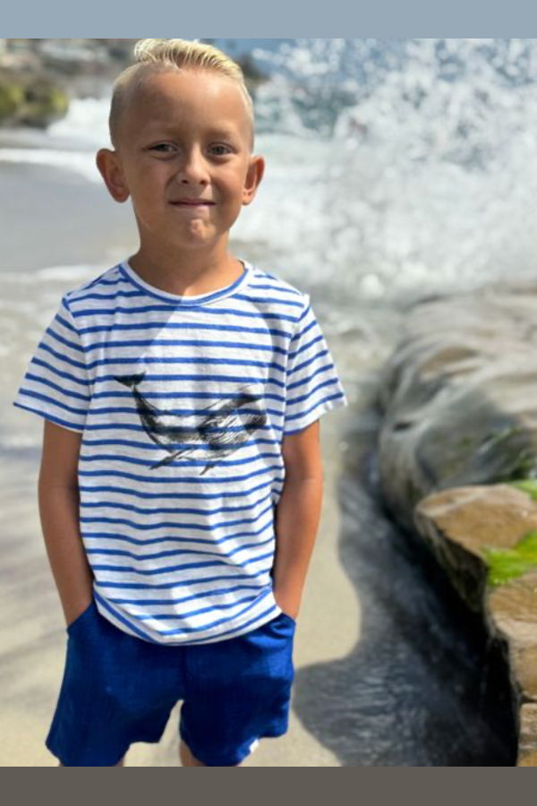 KIDS Me & Henry Newquay Blue Whale Printed Tee - Blue/White