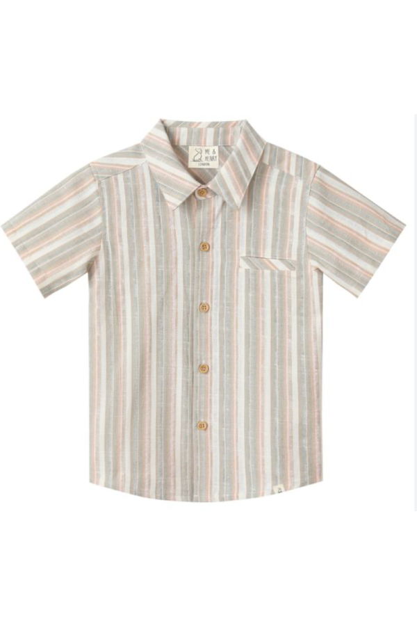 KIDS Me and Henry Stripe Newport Woven Shirt - Peach Multi
