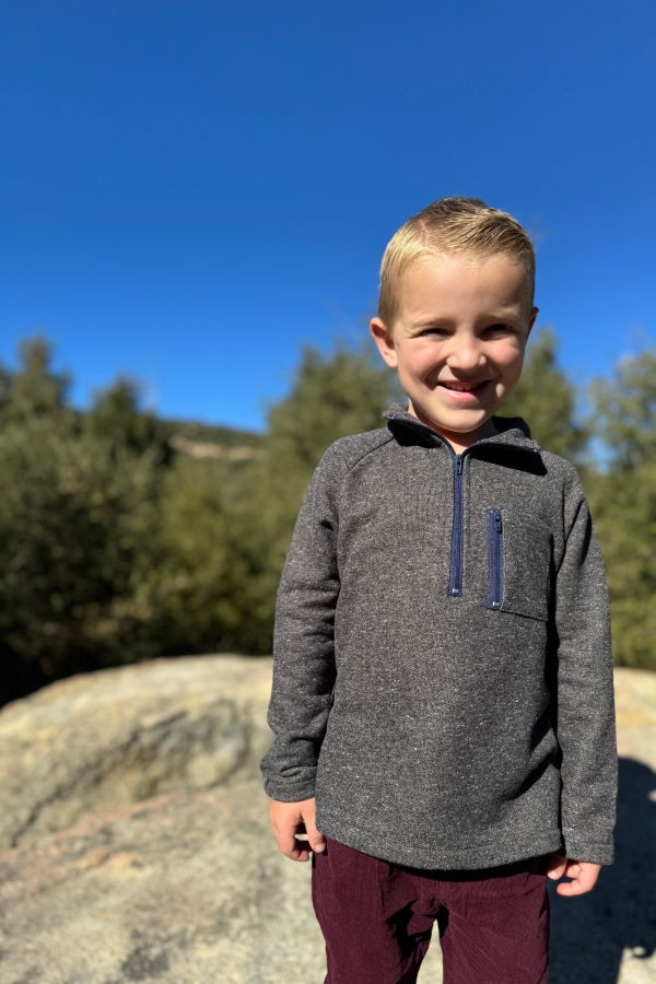 KIDS Me & Henry Picket Zip-Up Top Sweater - Heathered Charcoal