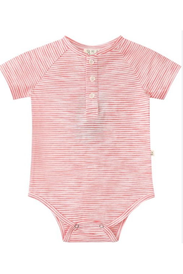 KIDS Me & Henry Red Stripe Raglan Jersey Onesie