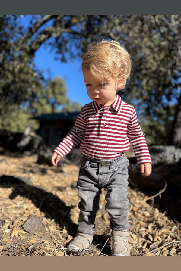 KIDS Me & Henry Seymour Striped Polo Onesie