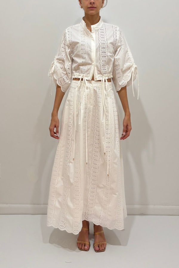 Hevron Amaris Skirt - White Eyelet