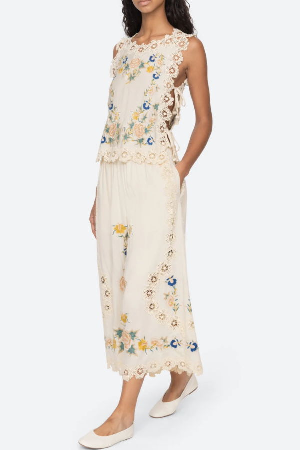Sea NY Adonna Embroidered Sleeveless Top - Cream