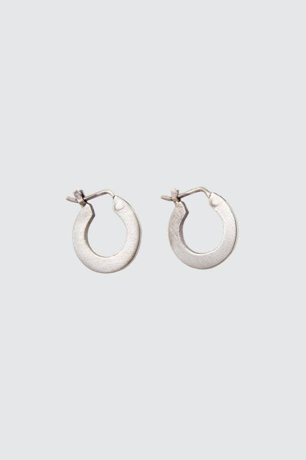 Jane Diaz Mini Flat Hoop Earrings - Sterling Silver