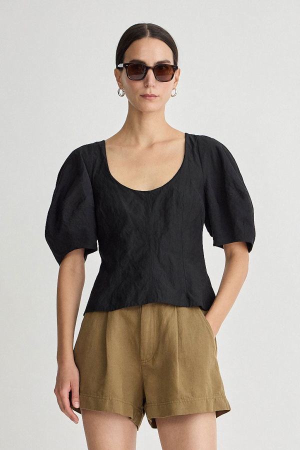 Apiece Apart Scoop Neck Lina Top - Black