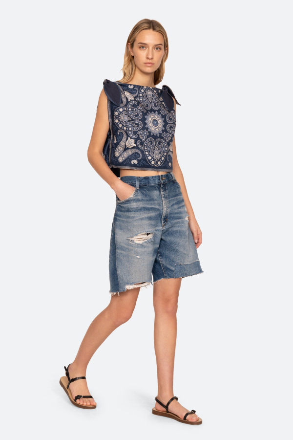 Sea NY Emelina Print Top - Navy
