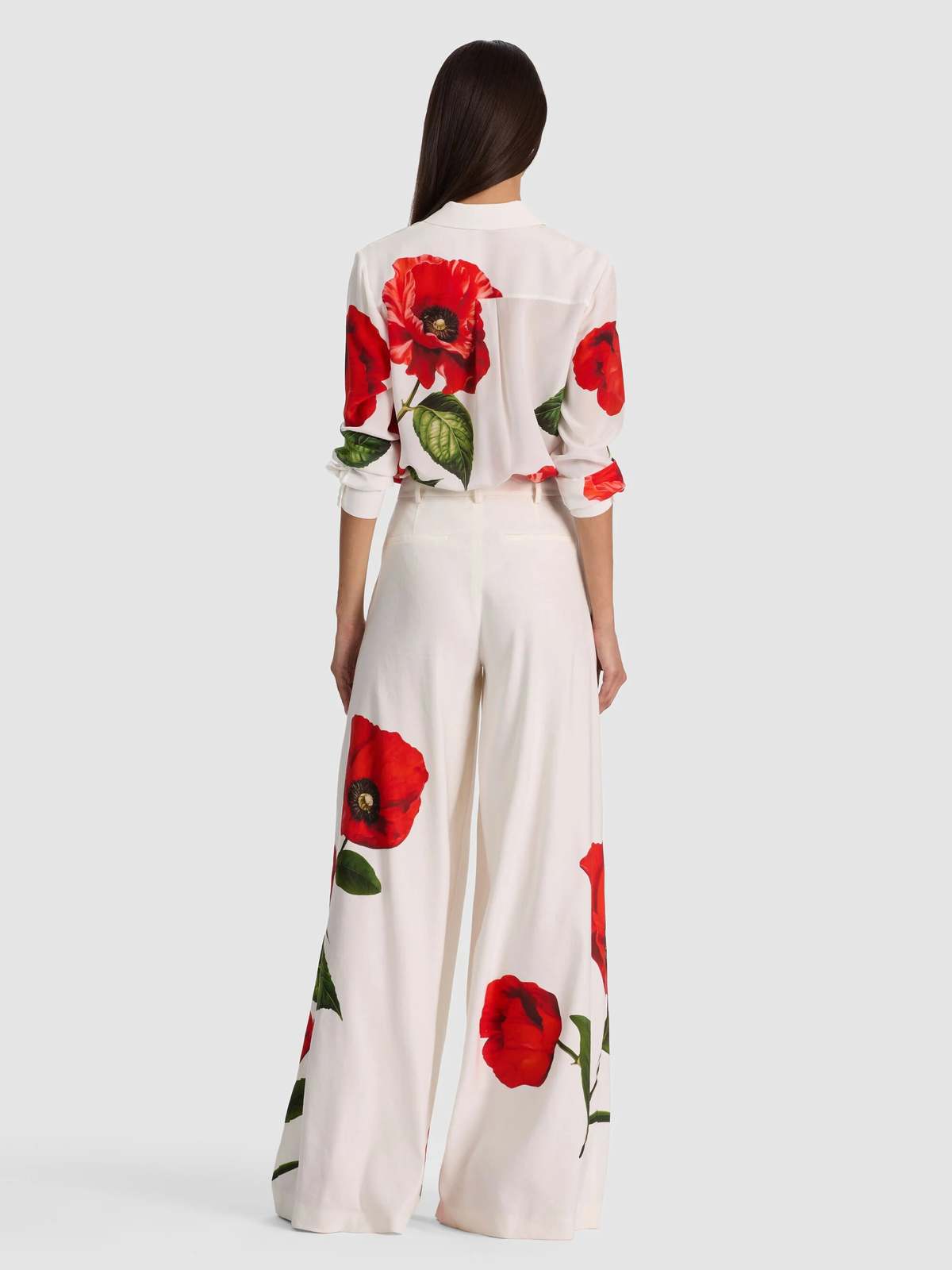 Alice + Olivia Blaire Linen Pleated Pant - Summer Poppy - Image 2 of 3