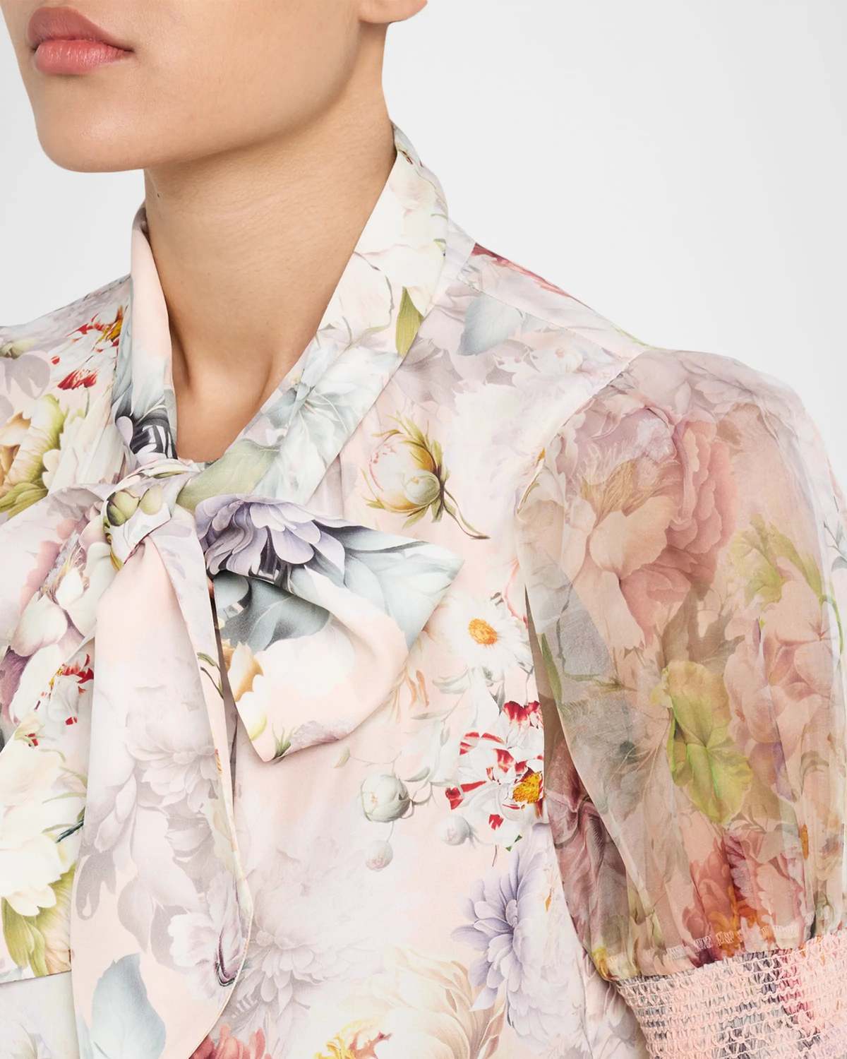 Alice + Olivia Brentley Tie Neck Puff Sleeve Blouse - Image 2 of 3