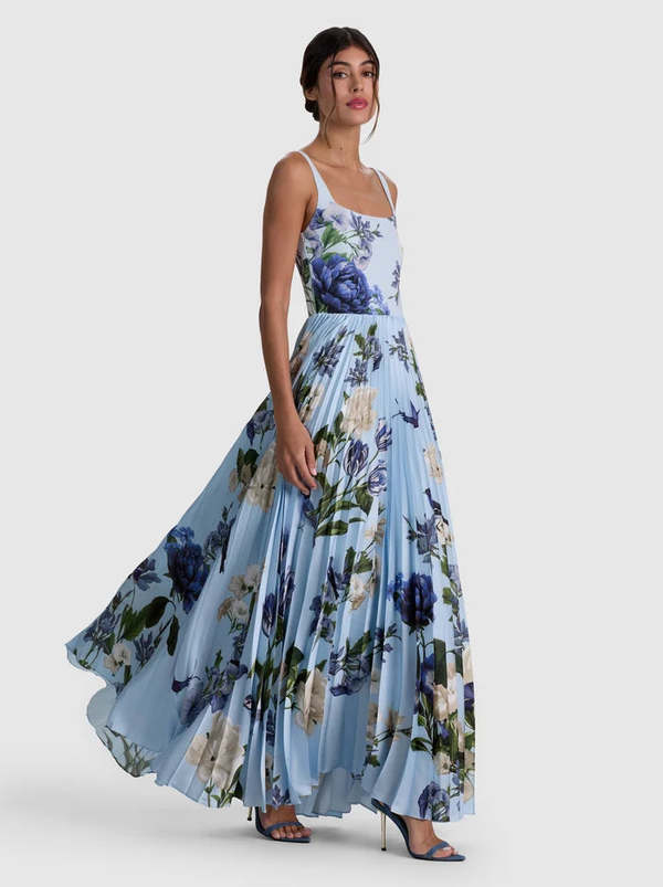 Alice + Olivia Carolyn Soft Pleated Maxi Dress - Fly Away