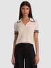 Alice + Olivia Polo Top - Soft White Black - Thumbnail 1