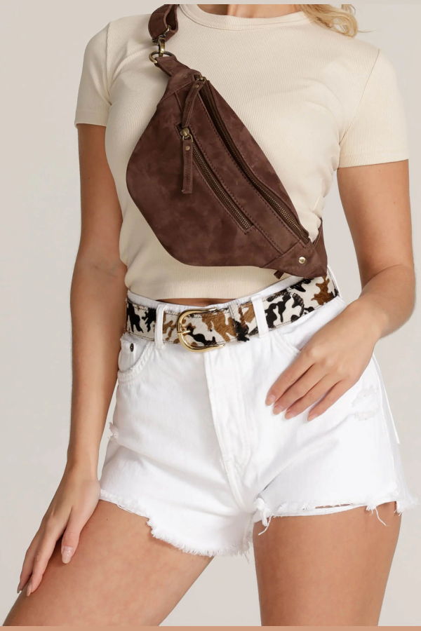 Amsterdam Heritage Belle Suede Leather Belt Bag - Brown Suede
