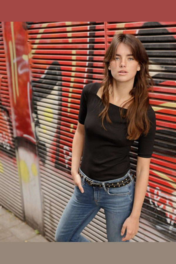 Amsterdam Heritage Chloe Vintage Studded Skinny Belt - Black