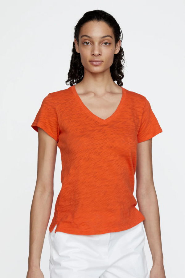 ATM Anthony Thomas Melill Slub Jersey School Boy V-Neck Tee - Tomato