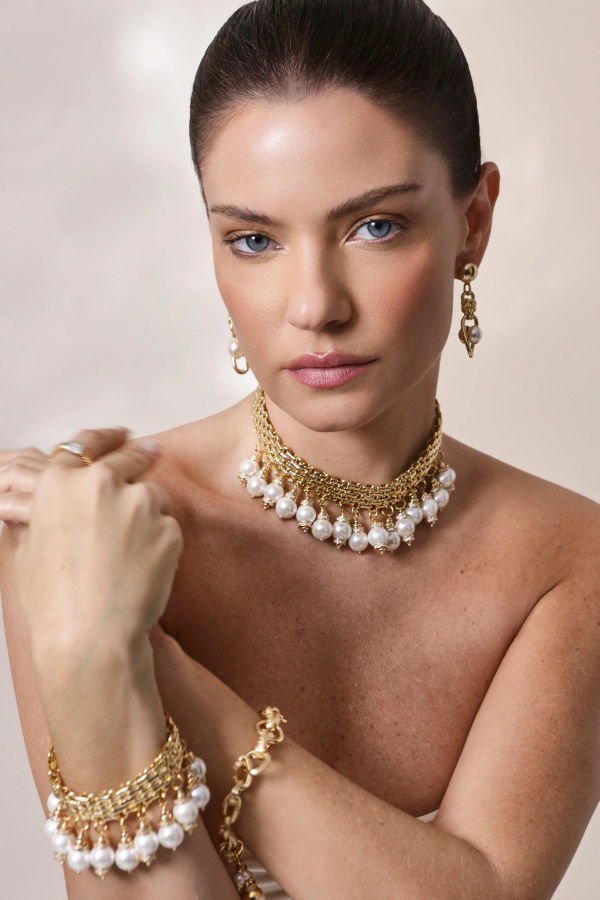 Cristina Sabatini Lisanza Earrings - Pearl Gold