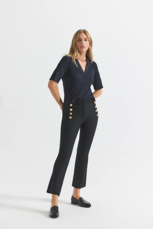 Derek Lam Robertson Slim Trouser - Black/Heather Grey