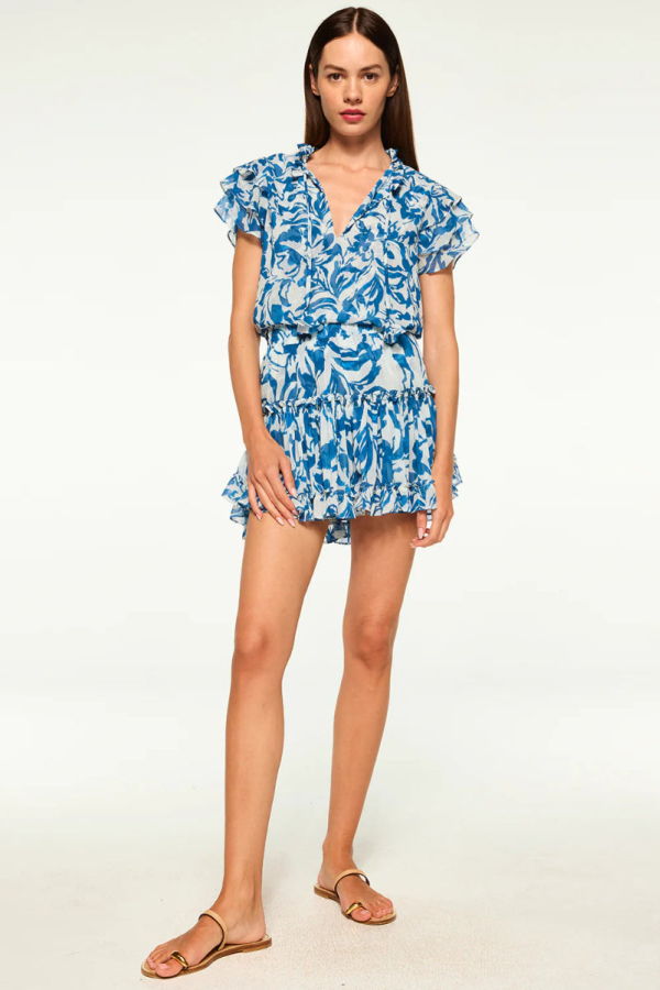 Misa Los Angeles Marion Skirt - Blue Watercolor Mix