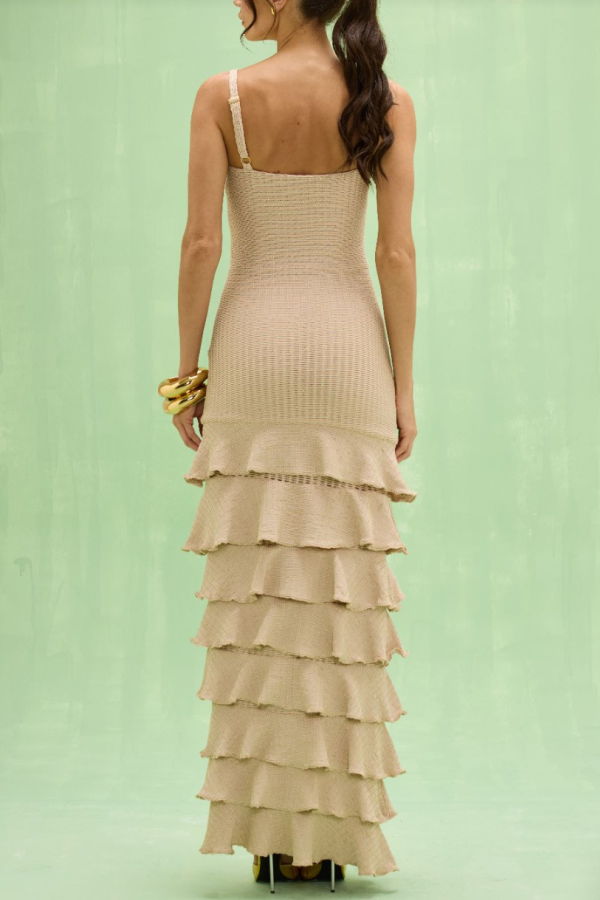 Patbo Stella Mesh Maxi Dress - Beige