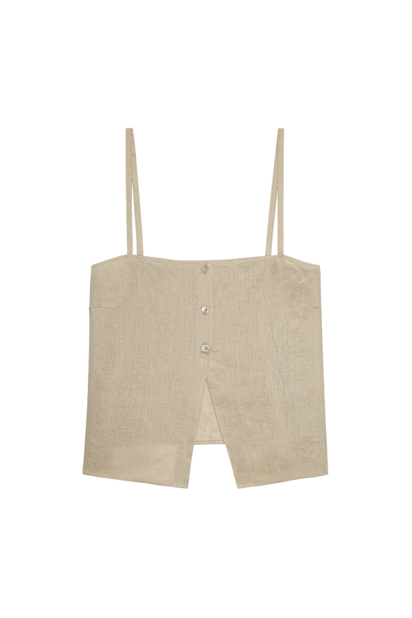 FRAME Denim The Linen Button Cami - Flax