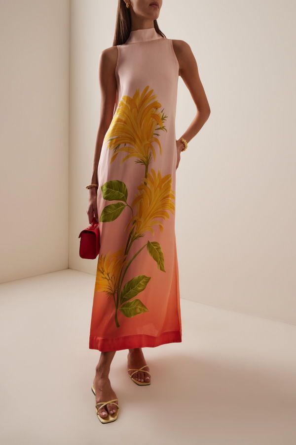 Viva O Sol Verandah Tie Back Ombre Floral Dress - Blush