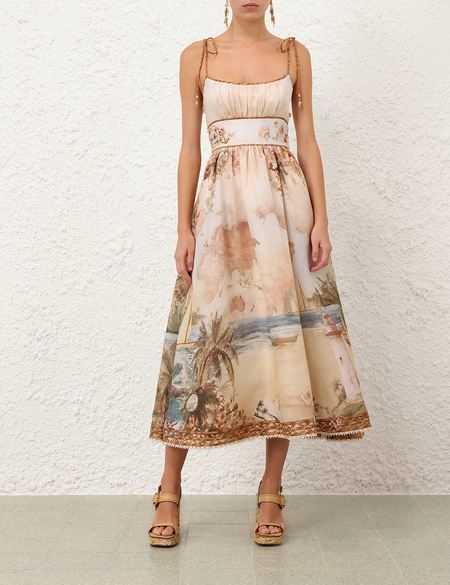 zimmermann matchmaker frilled midi dress Zimmermann Matchmaker Frilled Midi Dress in Pink Bandana