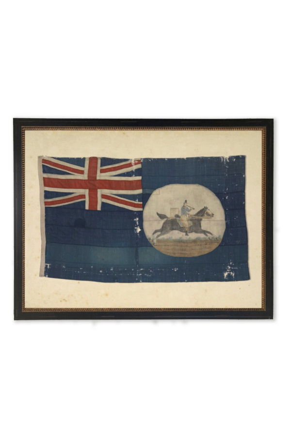 Antique Curiosities British Flag in Black and Gold-Beaded Frame Framed Print