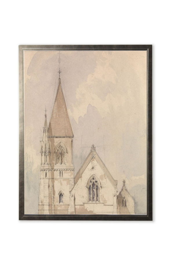 Antique Curiosities Cathedral Painting Print in Silver Frame Art Print