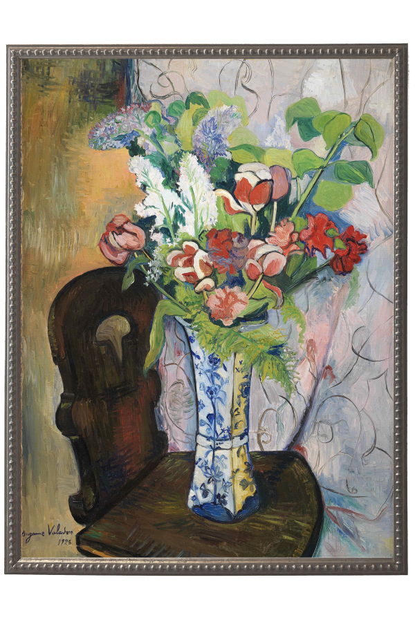 Antique Curiosities Colorful Flowers in Ornate Vase Framed Print