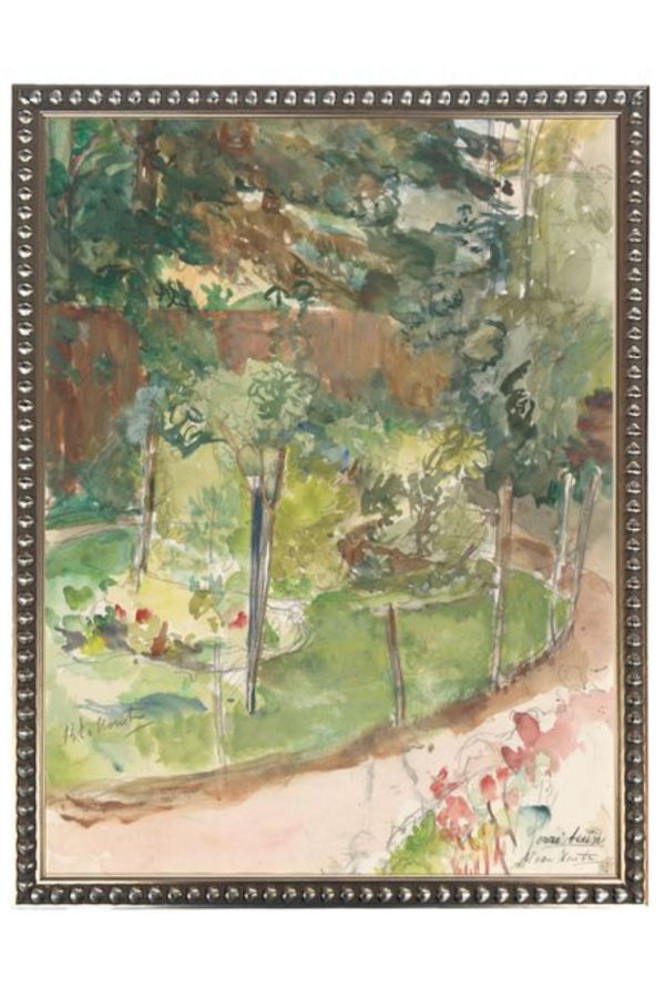 Antique Curiosities Garden Painting in Silver-Beaded Frame Painting