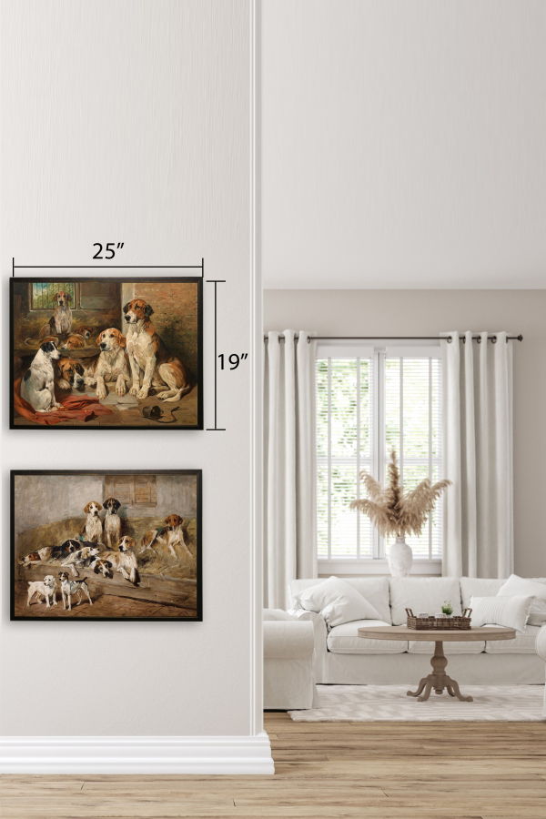 Antique Curiosities Resting Dogs Framed Art