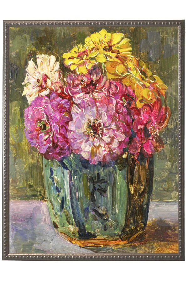 Antique Curiosities Vintage Floral Oil Reproduction Framed Art