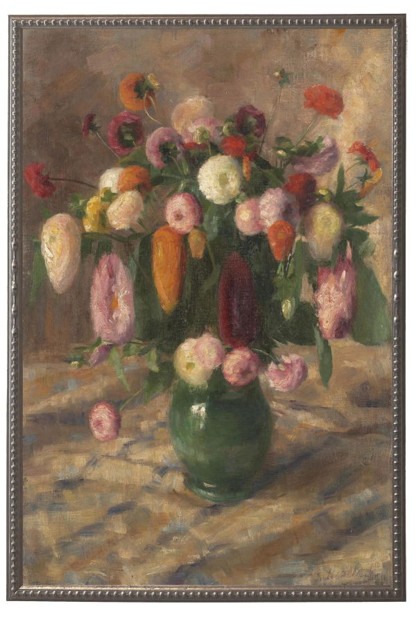 Antique Curiosities Vintage Floral Oil Reproduction Framed Art