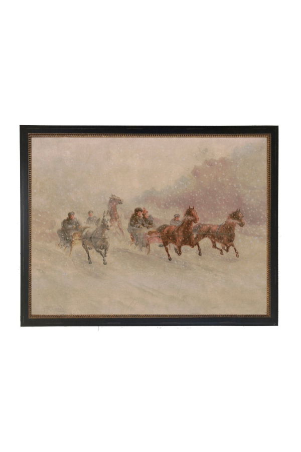 Antique Curiosities Riding in the Snow Framed Art Print