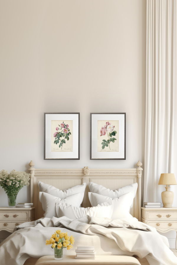 Antique Curiosities Vintage Pink Rose Print Framed Print