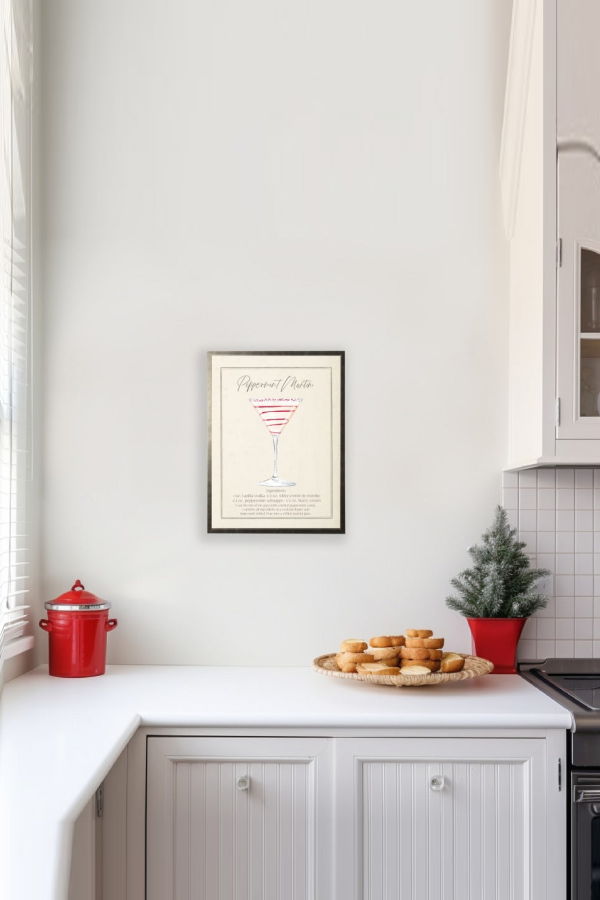 Antique Curiosities Watercolor Peppermint Martini Cocktail and Recipe Framed Print