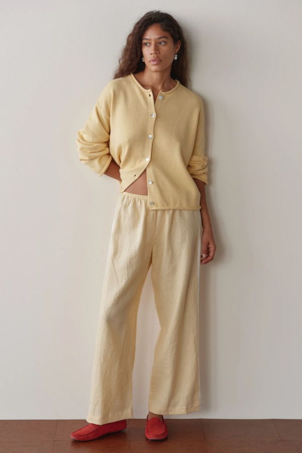 Donni. Linen Crop Racer Stripe Pant