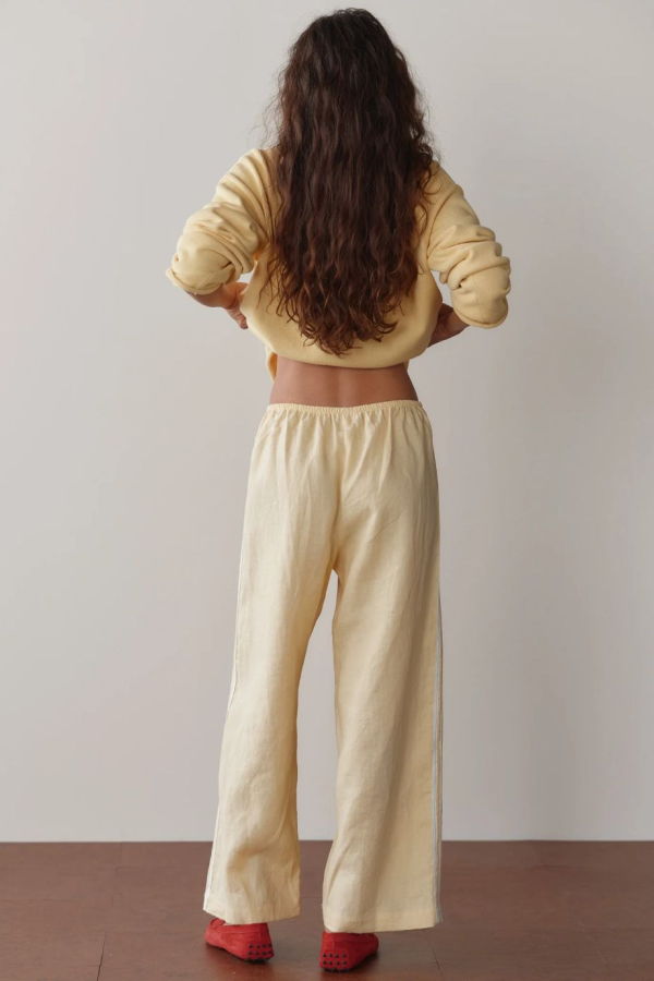 Donni. Linen Crop Racer Stripe Pant