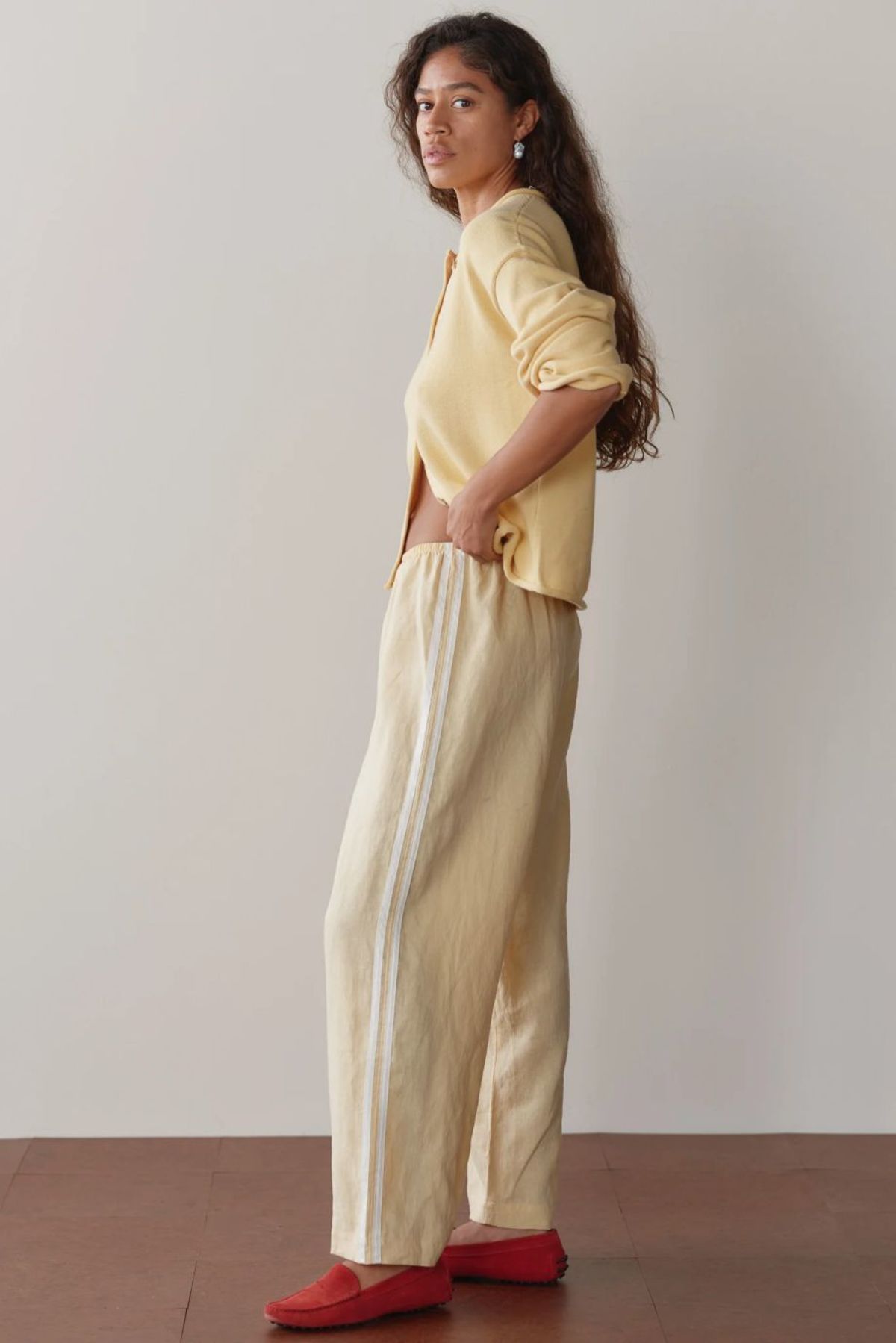 Donni. Linen Crop Racer Stripe Pant - Image 3 of 5