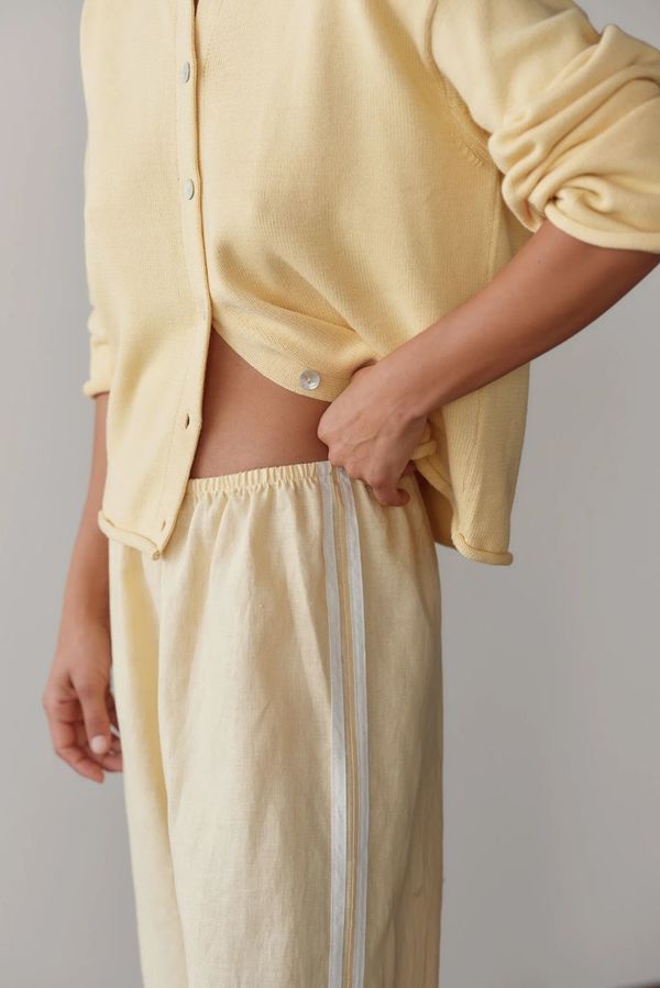 Donni. Linen Crop Racer Stripe Pant