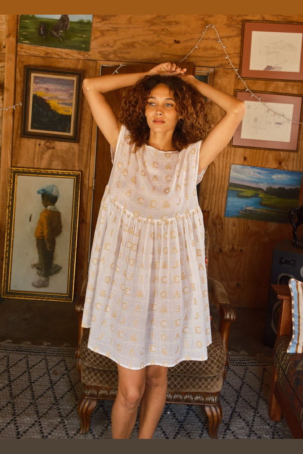 Ace & Jig Mini Float Dress - White / Pale Khaki