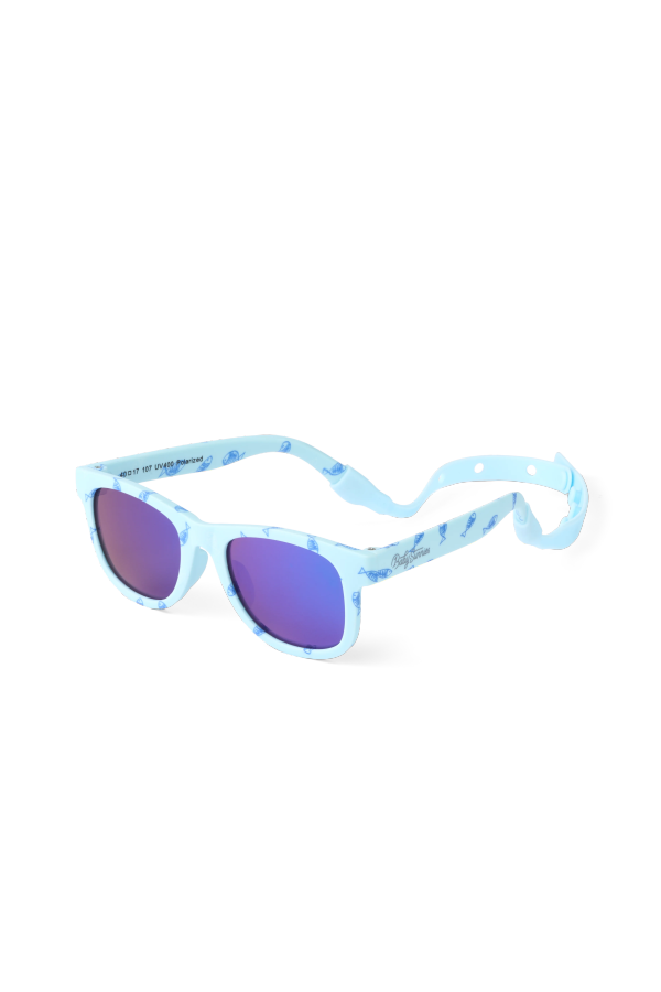 KIDS Baby Sunnies Fish Baby Polarized Strap UV Protection 0-24 Sunglasses - Blue