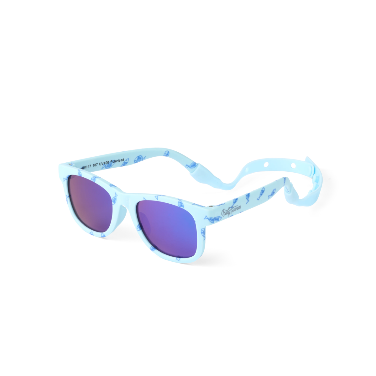 KIDS Baby Sunnies Fish Baby Polarized Strap UV Protection 0-24 Sunglasses - Blue - Image 2 of 12