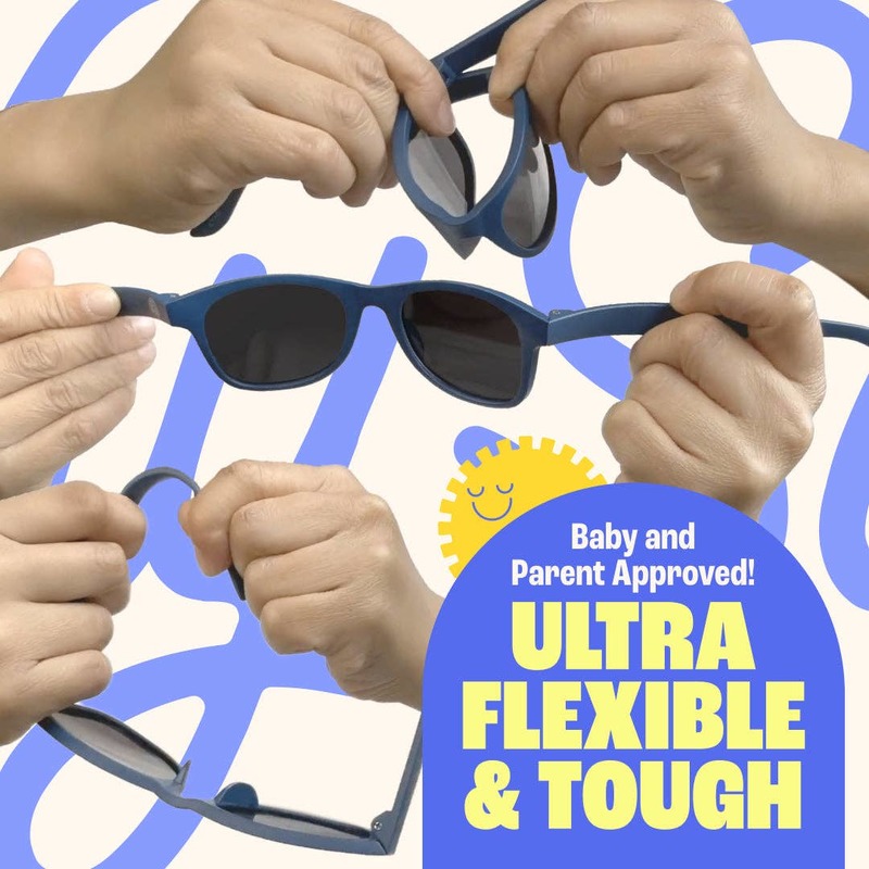KIDS Baby Sunnies Fish Baby Polarized Strap UV Protection 0-24 Sunglasses - Blue