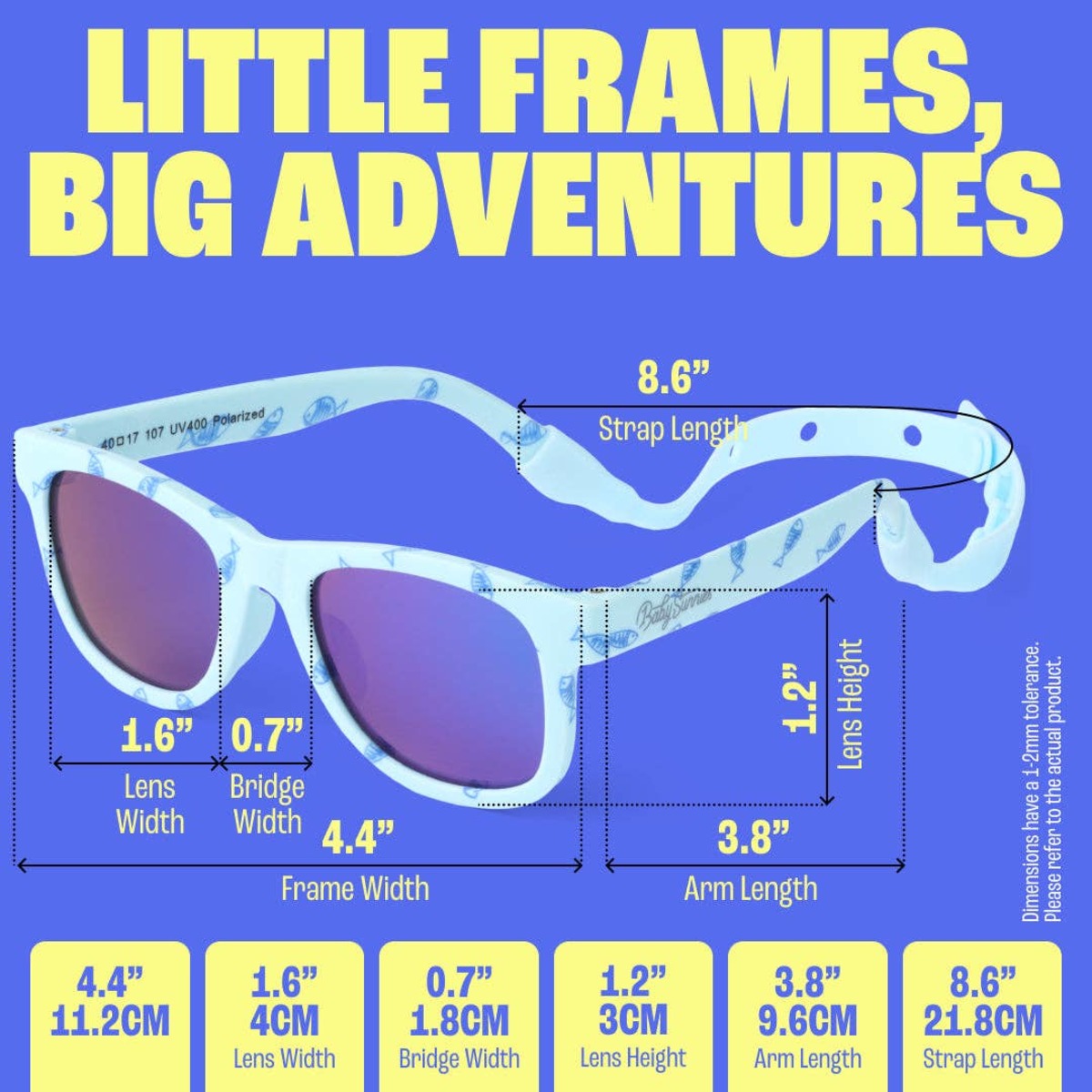 KIDS Baby Sunnies Fish Baby Polarized Strap UV Protection 0-24 Sunglasses - Blue - Image 6 of 12