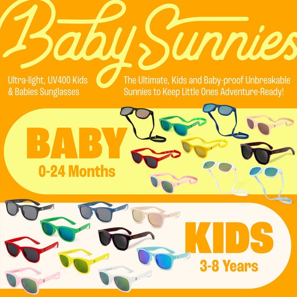 KIDS Baby Sunnies Fish Baby Polarized Strap UV Protection 0-24 Sunglasses - Blue
