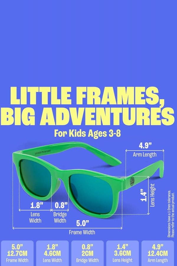 KIDS Baby Sunnies Polarized UV Protection 3-8 Sunglasses - Neon Green