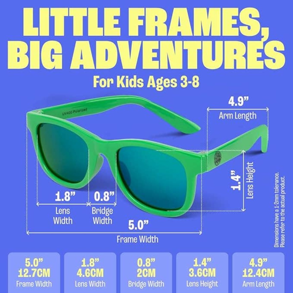 KIDS Baby Sunnies Polarized UV Protection 3-8 Sunglasses - Neon Green - Image 2 of 6